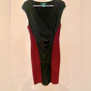Ralph Lauren ruched dress in black and merlot red size 12
